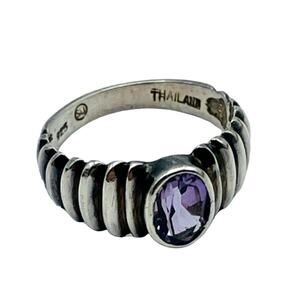 Amethyst or Purple Spinel Sterling Silver Band Ring Sz 5 Signed 925 SU Thailand